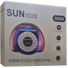 جعبه دستگاه یو وی ال ای دی ناخن SUN YC-57B مدل 268 وات با نمایش تصویر دستگاه و مشخصات روی کارتن